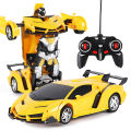 Original 2 IN 1 Remote Control Transform Car Bots Deformation Car Kids Boys Toys RC Transforming Robot Police Car Toy for Kids Birthday Gift（with battery）. 