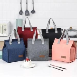 Insulated Lunch Bag Fashion Canvas Lunch Bag Portable Waterproof Thermal Insulation Lunch Box Storage Bento Bag Waterproof Canvas Lunch Bag Large Capacity Lunch Bag
