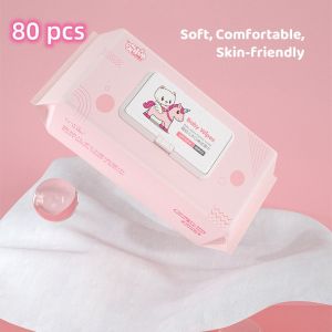 【Big Size More thicker 】1-3 Days Delivery Organic Baby Wipes 80 Pcs Per Pack / 10 pulls 99% Water Hypoallergenic (Non-Alcohol-wet wipes) Pink Color