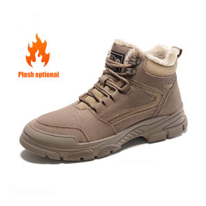 Camel Outdoor Mens Non-slip Hiking Shoes Fleece Plush Hiking Boots