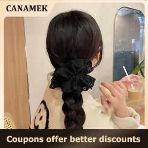 【 CANAMEK 】 1PC Oversized Cotton Lace French Hair Bands Hair Scrunchie For Women Elastic Ponytail Double Layer Womens Hair Accessories