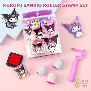 TAIYO Kuromi Sanrio Roller Stamp Set Cap Cute Pola Karakter Figure Stampel Hias Kerajinan Mainan
