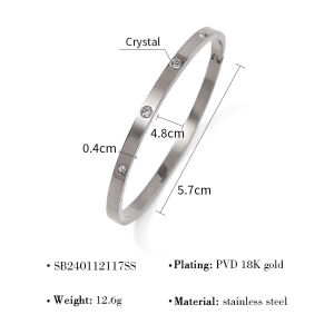 Europe and America ins Classic stainless steel opening 18K Gold bracelet that doesnt fade womens high-end zircon bracelet set