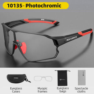 ROCKBROS Photochromic Bicycle Glasses Shades Goggle Large Frame Men Women Sports Bike Eyewear Sungless Adjustable Cycling Glasses