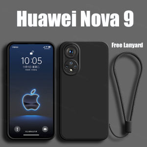 Silicone Case for Huawei Nova 11 10 10 Pro 9 9 SE P60 Honor Magic 5 4 90 70 50 Lite Pro 4G 5G Official Original Straight Edge with Lanyard Phone Case Lens Protector Cover Casing N27-1