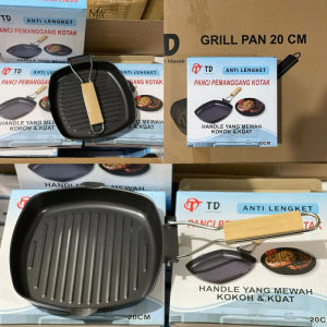 Square Grill Pan 20cm Kotak Wajan untuk Panggang simple dan anti lengket bisa lipat