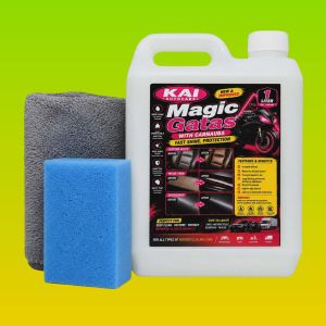 KAI Autocare Magic Gatas with Carnauba 1 Liter Car Care Kit for Matte and Glossy Surfaces with Microfiber Cloth and Sponge