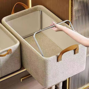 Large Wooden Storage Box for Clothes with Steel Frame Wardrobe Organizer and Iron Rack