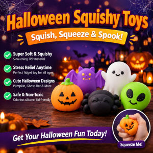 Halloween Stress-Relief Squeeze Toys/Cartoon Pumpkin Head and Spider/Soft Squeeze Stress Relief Decompression / Cute Kawaii Cartoon Plush Figure / Halloween Party Favor Decoration Gift