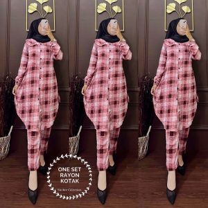 ONE SET RAYON KOTAK/ATASAN MUSLIMAH TERBARU/BUSANA MUSLIMAH TERBARU