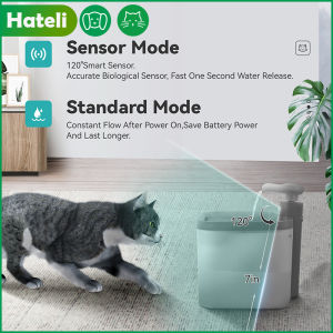 HATELI Cat Water Fountain Wireless Battery Operated 2.2L Automatic Pet Water Fountain for Cats Dogs Multiple Pets