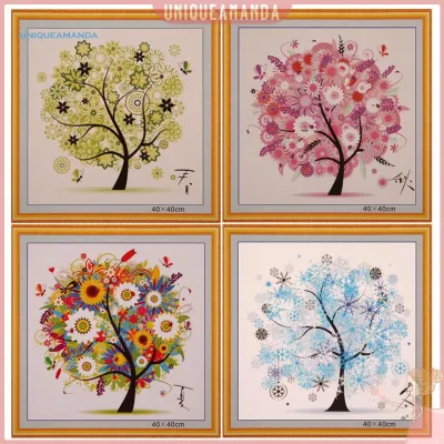 uni DIY Colorful Four Season Tree Counted Cross Stitch Kit Embroidery Home