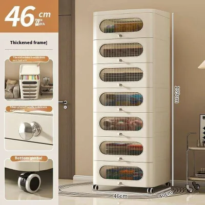 Storage Cabinet Thickened Drawer Organizer with Wheels Plastic Deepen Drawer Cabinet Movable Storage Box Bedside Table