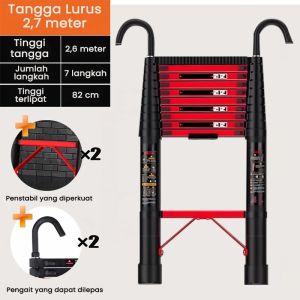 Tangga Telescopic 5.1M Lipat Aluminium Teleskopik Single Ladder 3.9M Tangga Teleskopik/Warna-Warna Unik Double Telescopic Ladder Tangga 2.7M