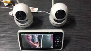 5 inch Video Baby Monitor with Two Camera and Audio Night Vision 4X Zoom 1000ft Range 2-Way Audio Temperature Sensor Lullaby