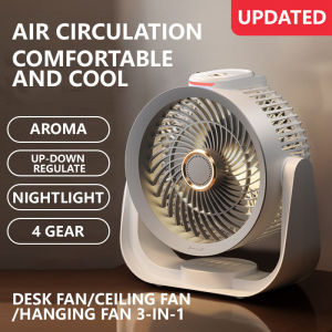 Multi-functional air circulation fan with aroma diffuser and night light four-speed adjustable desktop fan household office quiet table fan