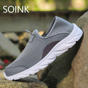 SOINK Men Half Slippers Summer Breathable Half Shoes Men Slip on Half Pack Loafers Shoes Driving Shoes Super Lightweight Soft Walking Shoes Casual Sport Shoes Mules Sneakers