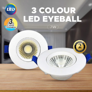 <3 COLOR> LED EYEBALL 7W RECESSED COB LED CEILING SPOTLIGHT LED EYEBALL LIGHT