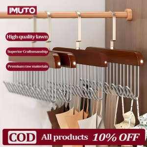 IMUTO Wooden 8 Hooks Bra Hanger Closet Storage Organizer Saving Space Slip Belt Hook Rack Multi Rotating