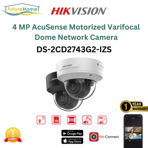SG LOCAL Hikvision 4 MP AcuSense Motorized Varifocal Dome Network Camera DS-2CD2743G2-IZS Futurehome