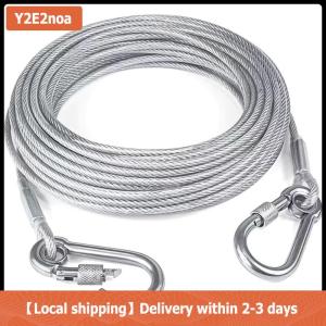 【Local shipping】 3-10m hai đầu con chó Tie ra cáp Dây Xích raction dây kim loại khóa dây thép chống gỉ đào tạo cổ áo chó ngoài trời dây đeo
