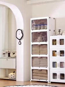 Easyhome.sg Double Opening Storage Cabinet with Wheels Stackable Foldable Storage