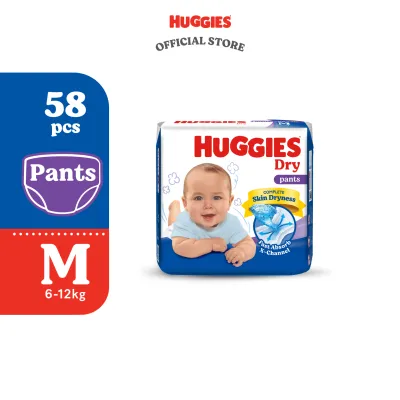 Huggies Dry Pants Diapers M58 (1 pack) - Fastest Absorbing Baby Diaper