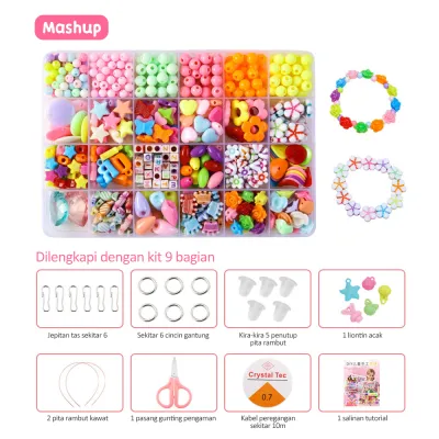Sweetybayibayi Kids DIY Beads Set Cartoon Handmade Girls Jewelry Bracelet Necklace Set Diy Girls Handmade Beading Necklace