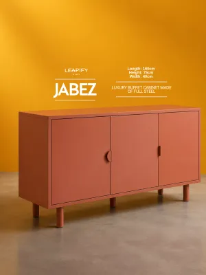 JABEZ | Luxury Buffet Cabinet Made of Full Steel with Curved Edges and Elegant Accent Cabinet Color