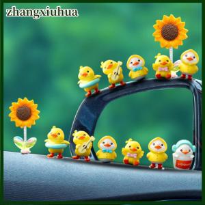zhangxiuhua 1Set Cartoon Resin Little Yellow Duck Model Car Center Console Decor Cute Car Ornaments Auto Interior Dashboard Accessories