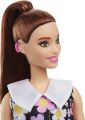 Barbie Fashionistas Doll #187 with Behind-The-Ear Hearing Aids, Brunette Ponytail, Shift Dress & Pink Boots HBV19. 