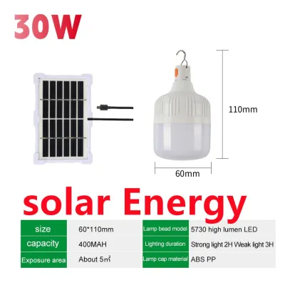 【BUY 1 TAKE 1】100W Emergency Light 5 Mode USB Rechargeable Light With Solar Waterproof Bulb Outdoor Portable Lamp Camping Dimming Portable Lantern Rechargeable Light Aulis