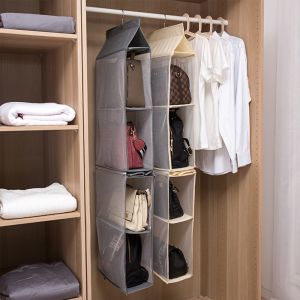 4 Layer Closet Wardrobe Hanging Bag Handbag Storage Purse Leather Bag Storage Hanging Bag