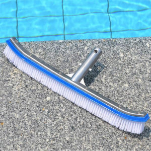 18" Curved Pool Brush Swimming Pool Cleaning Brush Nylon Brush with Aluminum Handle