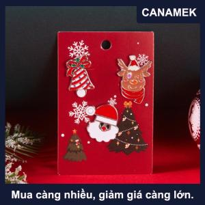 【CANAMEK】 3 cái bộ Thời Trang Giáng Sinh Trâm Cho Phụ Nữ Người Đàn Ông Dễ Thương Santa Claus Chuông Elk Bông Tuyết Người Tuyết Men Pins Đảng Trang Sức Quà Tặng