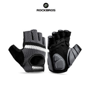 Sarung Tangan Sepeda Rockbros S246 Bike Glove Half Finger Gowes Gym Fitness Gloves Setengah Jari Motor