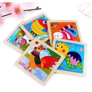 Cartoon Animal Wooden Jigsaw Puzzle Set Montessori Learning Toy for Boys and Girls
