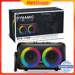 Brodu Portable Bluetooth Karaoke Speaker with Wireless MIC and AUX USB/ SD Card FM Radio Wireless Bluetooth Speaker