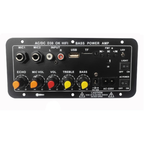 TaffSTUDIO Amplifier Board Audio Bluetooth USB Subwoofer Penguat Daya Rumah Mobil Mikrofon Ganda AC 220V DC 12-24V - D30 - PISK04BK