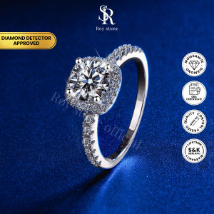 [Doktif Approved] RoyStone - Cincin Wanita Moissanite Sertifikat GRA Original Lapis Emas - Luxury Square Ring