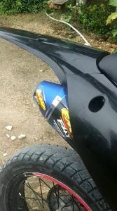 Knalpot KLX FMF f4.1 Blue Long Carbon Leher Full Cacing untuk KLX CRF D-Tracker