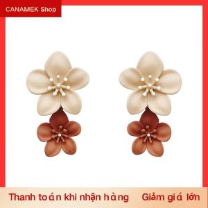 CS Nâu Hai Màu Hoa Thả Dangle Bông Tai Cho Phụ Nữ Hàn Quốc Đồ Trang Sức Thời Trang Wedding Party Cô Gái Trang Sức Thanh Lịch Phụ Kiện