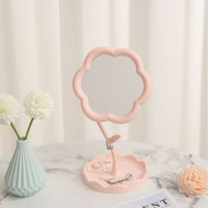 Cermin Aesthetic Stand Mirorr Flower Kaca Meja Rias / Cermin Bunga Standing Mirror Rotating/BUNGA Standing Mirror Makeup Rotating Aesthetic