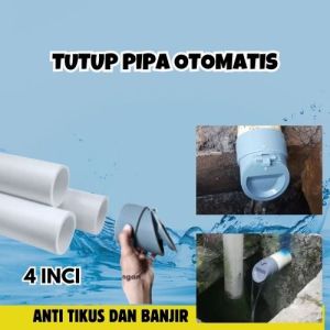 Pipa Penutup Air Kamar Mandi WC Otomatis 4 Inci Tutup Katup Saluran Pembuangan Got