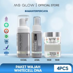 MS Glow Paket White Cell DNA - 4 item - Paket Glowing Extra Brightening Whitening Free Pouch