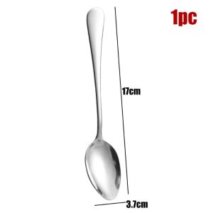 24/12pcs Stainless Steel Spoon / Korean Long Handle Tableware Spoon / Thickened Dinner Spoon Set for Kitchen