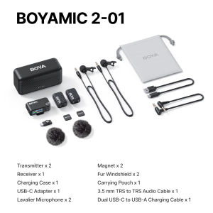 BOYA BOYAMIC 2 Wireless Microphone Lapel Mini Mic AI-Powered Noise Cancelling Microphone for Vlogging Android iPhone DSLR