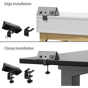 Nightstands Desk Edges Power Strips with USB C and 3AC Outlets Clamp Mount for Office and Dormitory