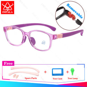 IMPALA FL1011Q Đế thô thời trang Kính che ánh sáng xanh cho trẻ em 2-8 tuổi trẻ em Kính máy tính với phụ tùng miễn phí kính chống ánh sáng xanh kính che ánh sáng xanh Nam Nữ bảo vệ khỏi tia UV Kính mắt với hộp