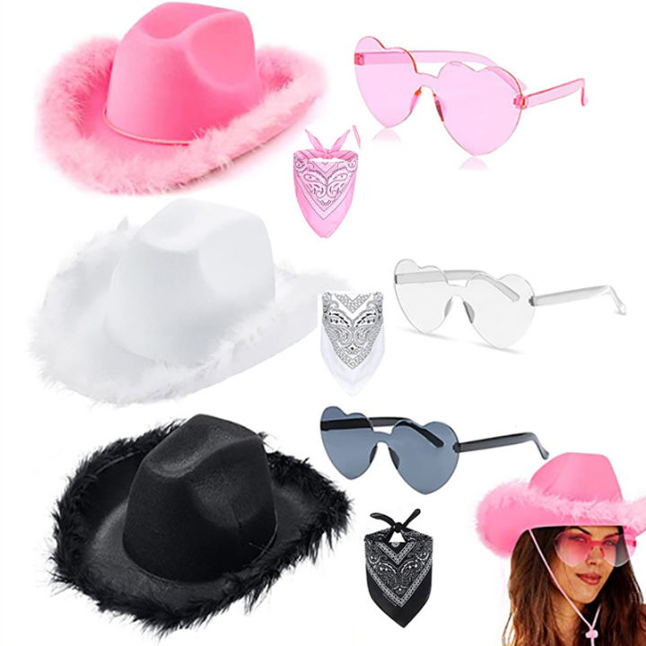Pink Cowboy Hat Cowboy Neckscarf Accessories Heart-Shaped